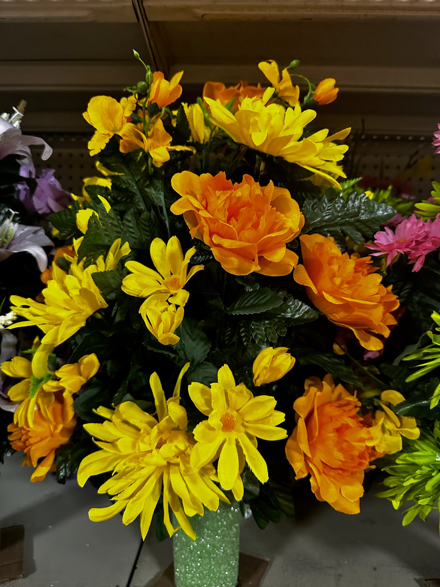 Silk Cemetery Flower Arrangement