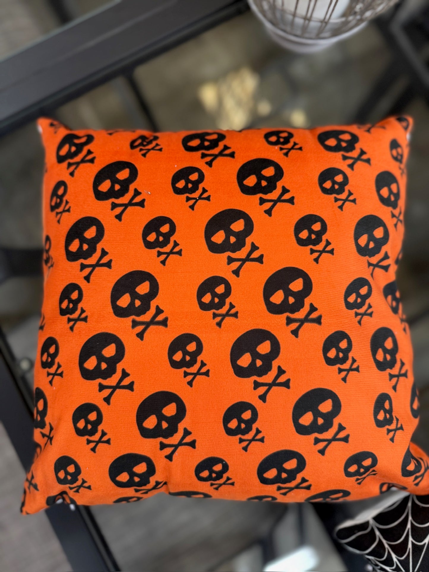 Halloween Skull & Crossbones Throw Pillow