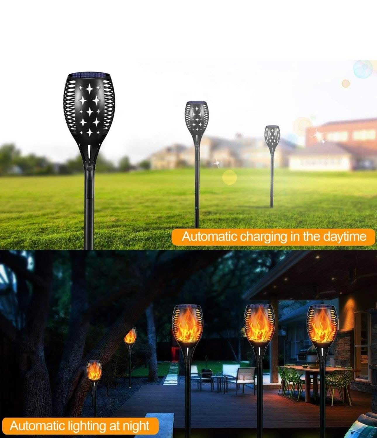 Four Seasons Courtyard Solar Power Flameless Torch Garden Stake Light – 2 Pack