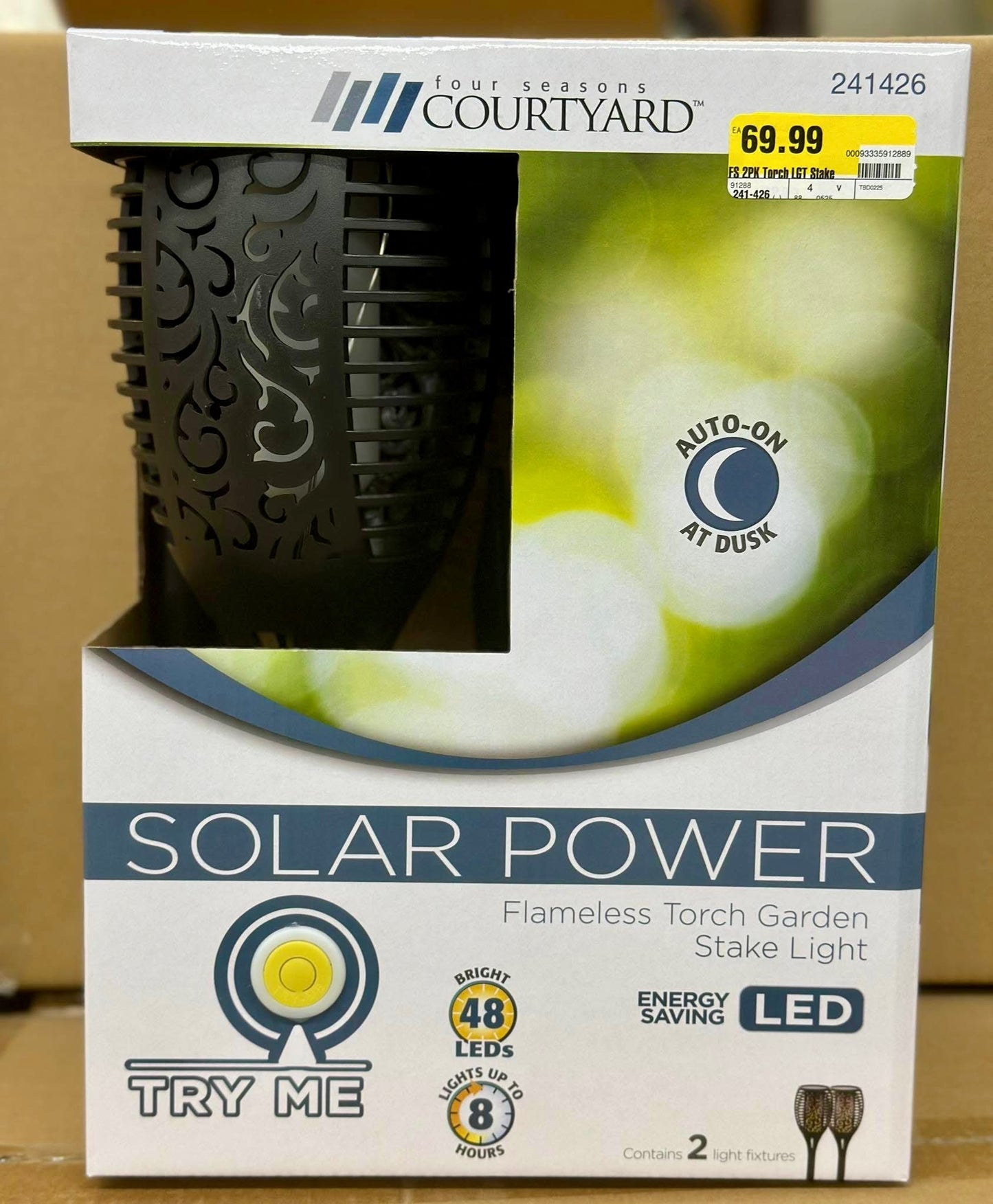 Four Seasons Courtyard Solar Power Flameless Torch Garden Stake Light – 2 Pack