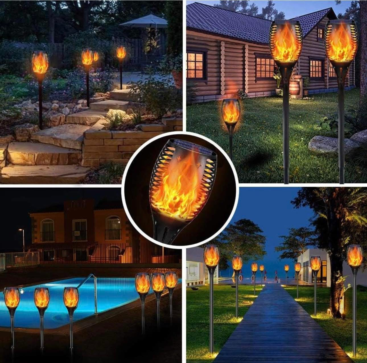 Four Seasons Courtyard Solar Power Flameless Torch Garden Stake Light – 2 Pack