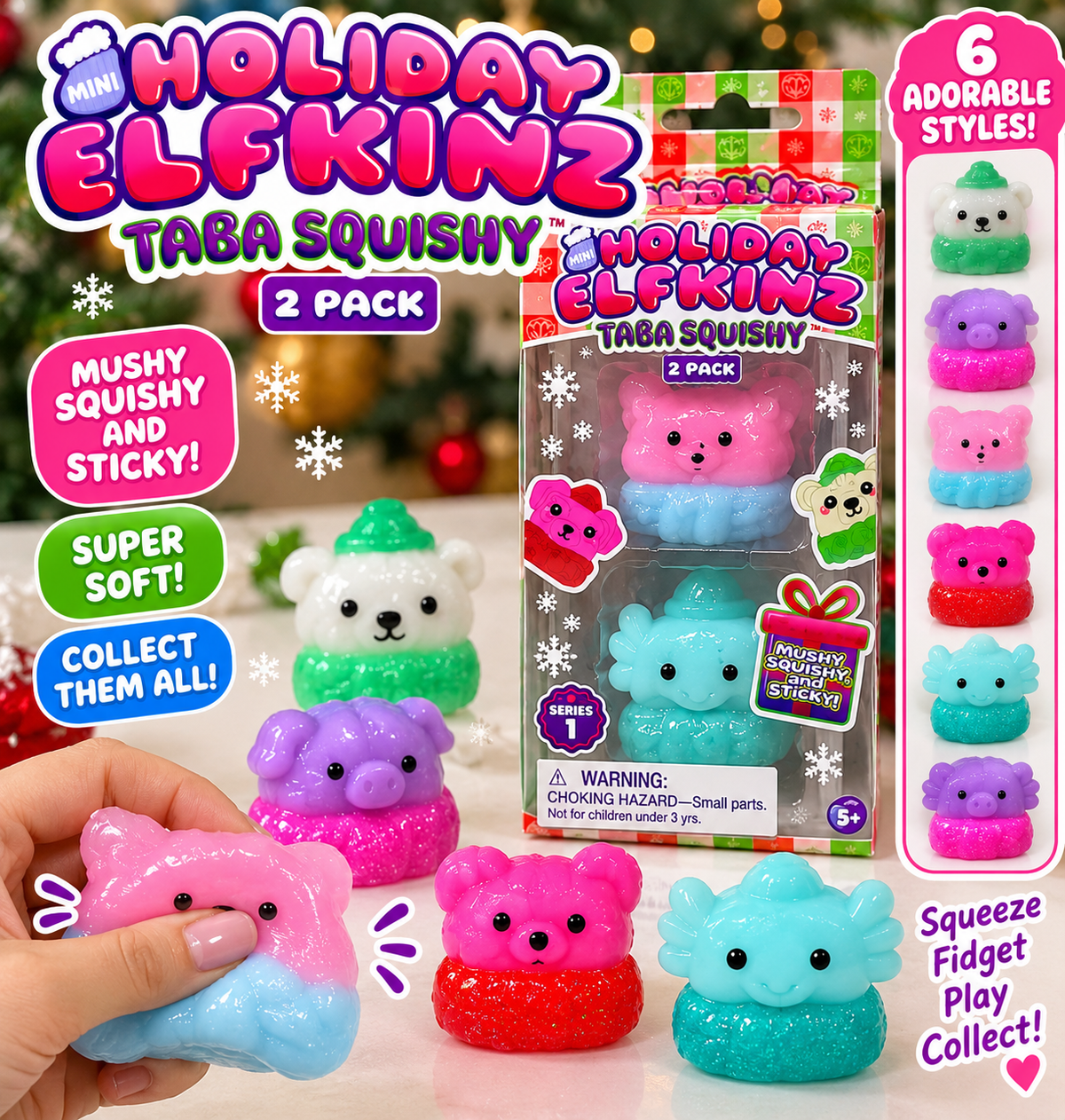 Holiday Elfkinz Taba Squishy – 2 Pack