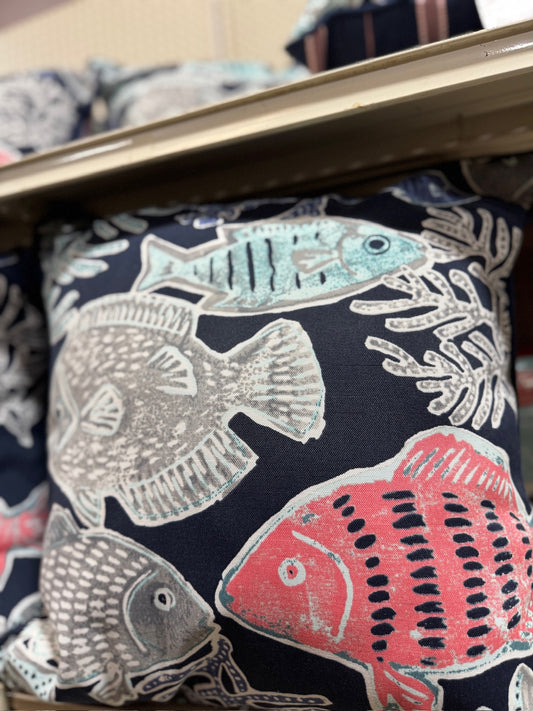 Coastal Fish Throw Pillow
