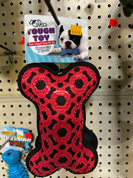 Duke’s Tough Toy — Bone Shape (Red & Black)