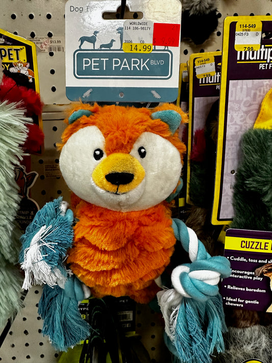 Pet Park Blvd Plush Dog Toy — Orange Fox