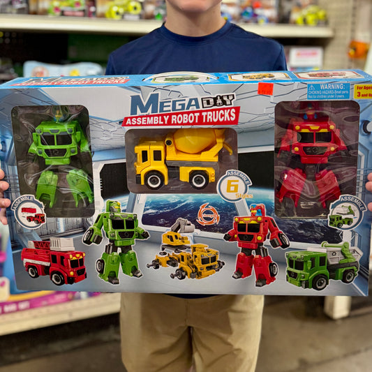 Mega DIY Assembly Robot Trucks Toy Set (6-in-1)