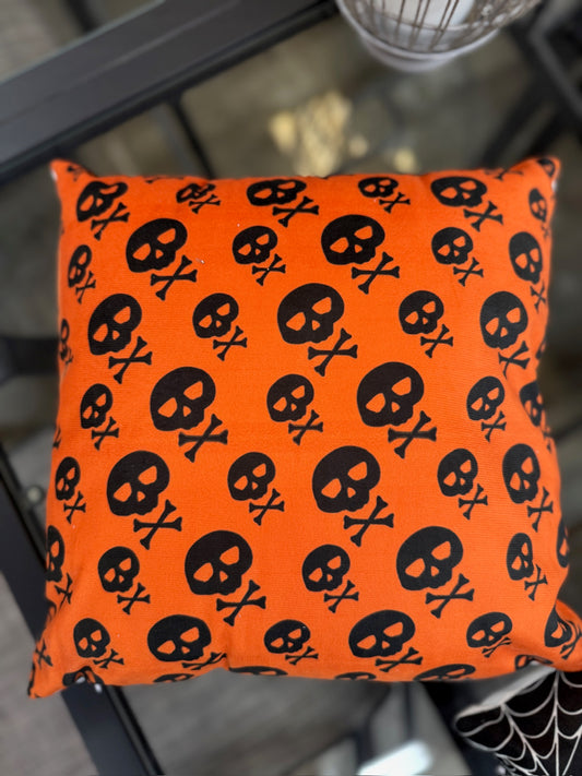 Halloween Skull & Crossbones Throw Pillow