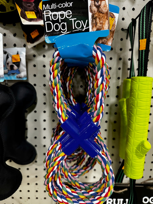 Multi-Color Rope Dog Toy with Plastic Connector