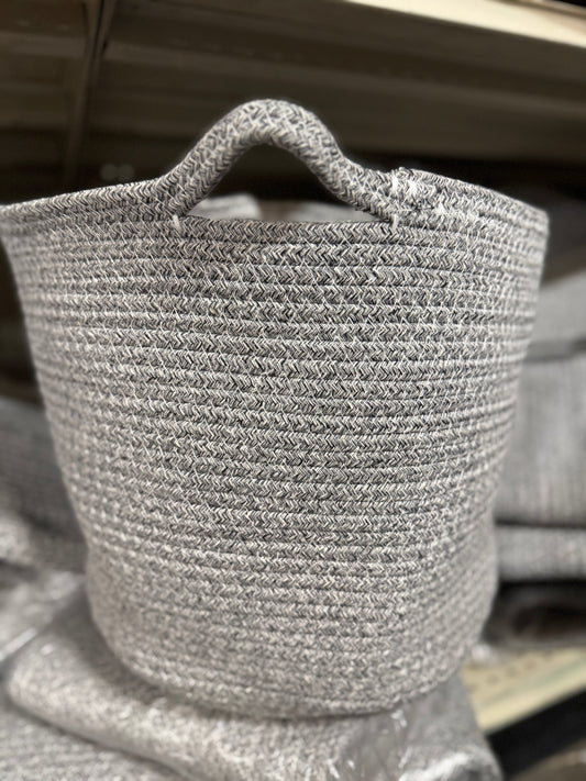Woven Storage Basket – Gray/White