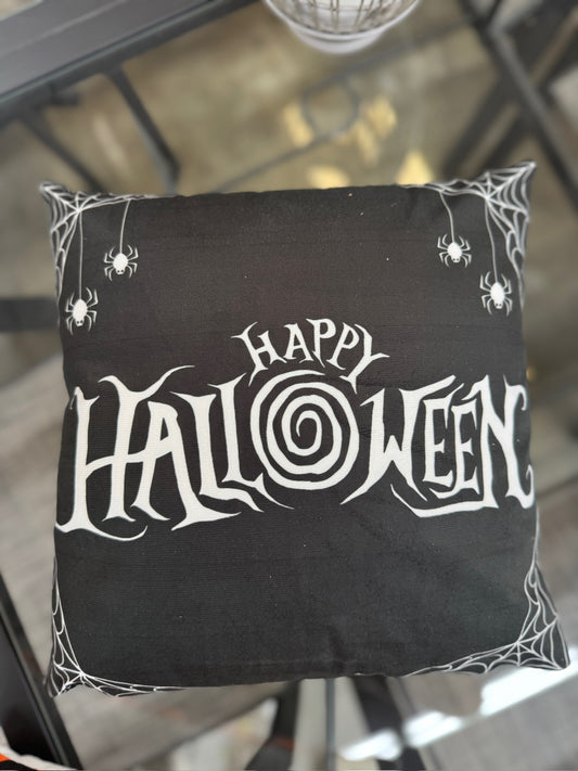 Happy Halloween Spider Web Throw Pillow