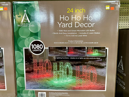 24" HO HO HO Yard Decor