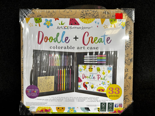 Art 101 Budding Artist – Doodle + Create Colorable Art Case (33 Pieces)