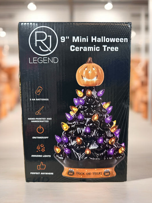 RJ LEGEND 9" CERAMIC TREE WITH LED LIGHTS AND PUMPKIN HEAD