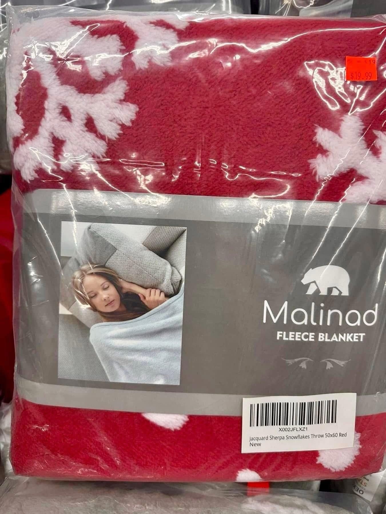 Malinad Sherpa Snowflake Fleece Throw – 50” x 60