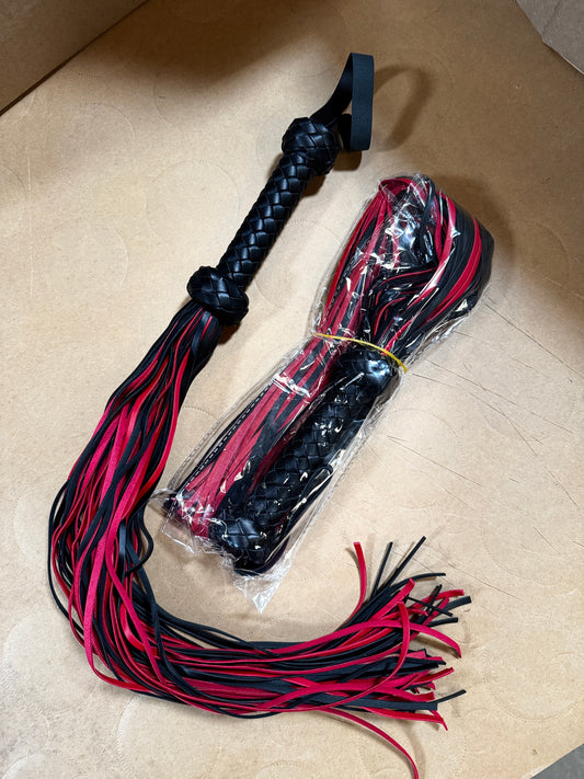 Black & Red Faux Leather Flogger Whip