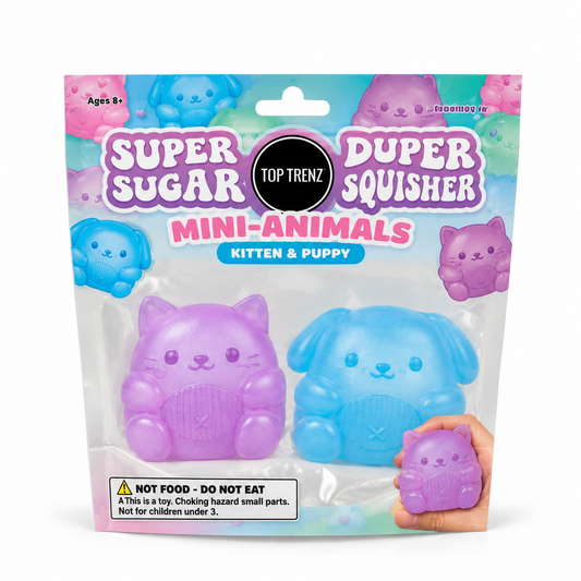 Top Trenz Super Duper Sugar Squisher – Mini Kitty & Puppy 2-Pack
