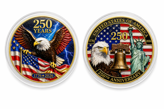 America 250th Anniversary Eagle, Liberty Bell & Statue of Liberty Coin